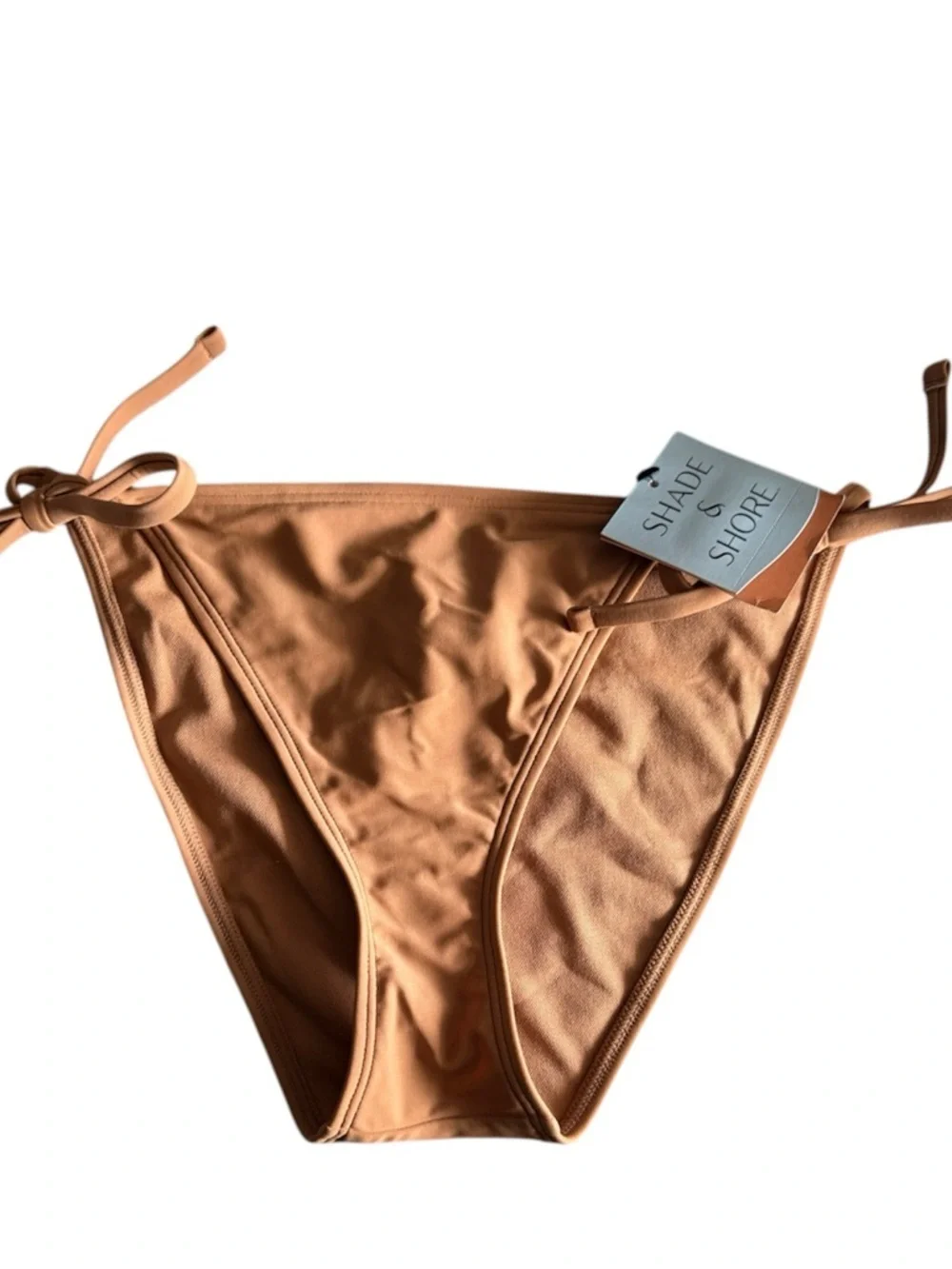 Shade & Shore Side-Tie Bikini Bottom in Neutral Brown. Size S